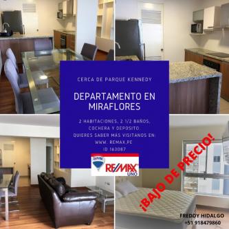 2 Cuartos, 90 m² – Alquilo bello departamento en Miraflores cerca Parque Kennedy