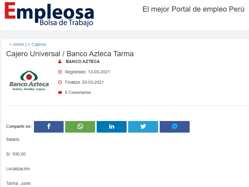 Cajero Universal / Banco Azteca Tarma