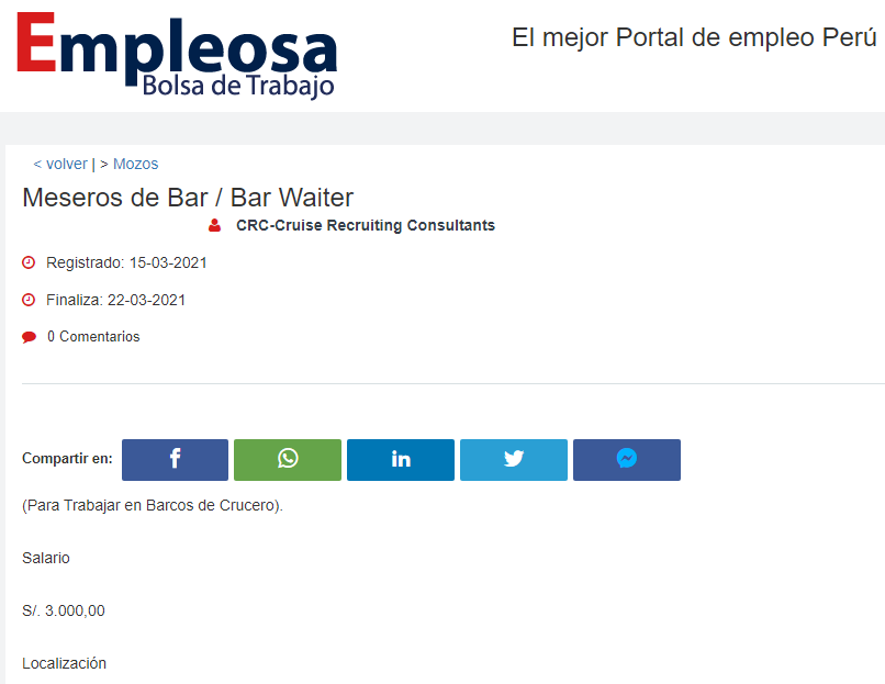 Meseros de Bar / Bar Waiter