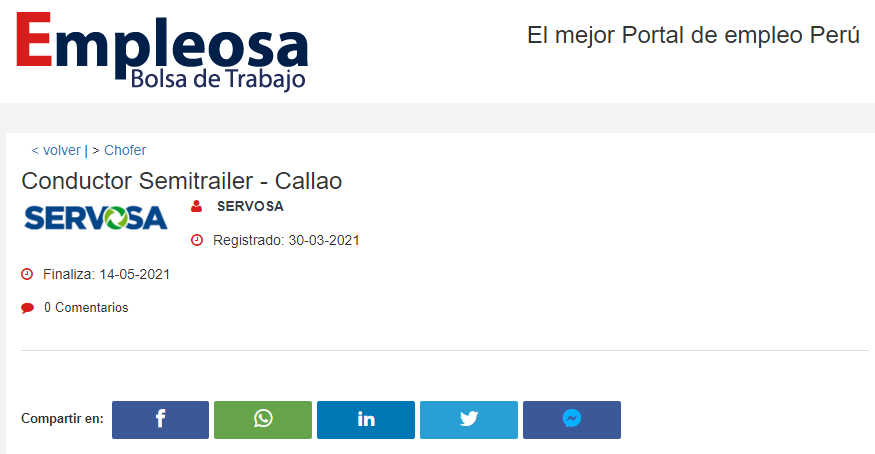 Conductor Semitrailer - Callao