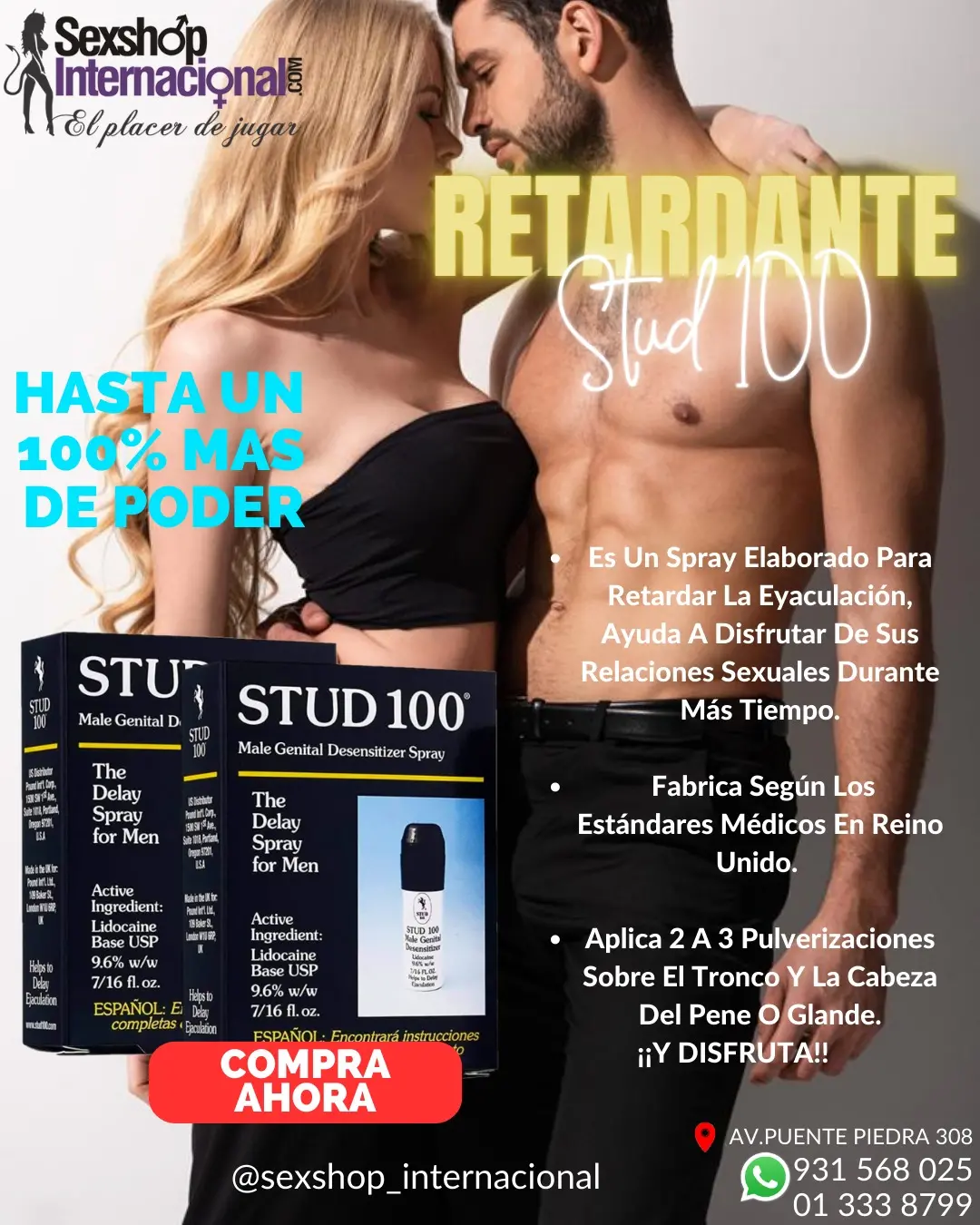 RETARDANTES SEXUALES PARA HOMBRES Y DURAR MAS TIEMPO STUD 100 ORIGINAL