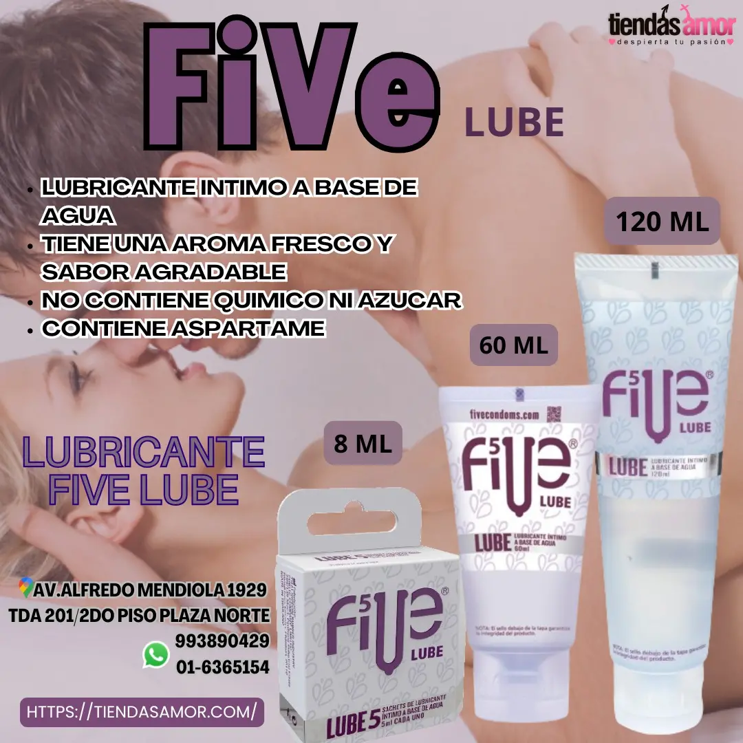 Five Lube Lubricante INTIMO A BASE DE AGUA AUMENTA EL PLACER - TIENDAS AMOR 