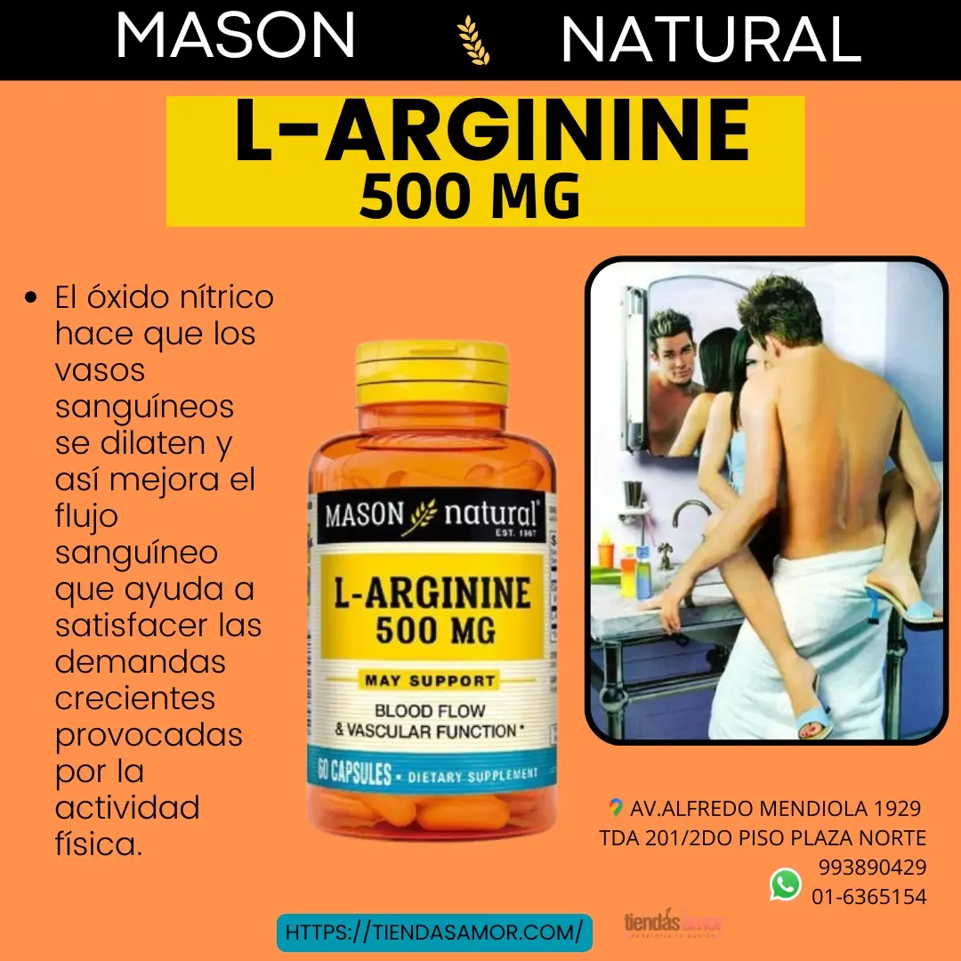 L - Arginina 500mg HORMONAS DEL CRECIMIENTO MUSCULAR Y VIRIL - TIENDAS AMOR 