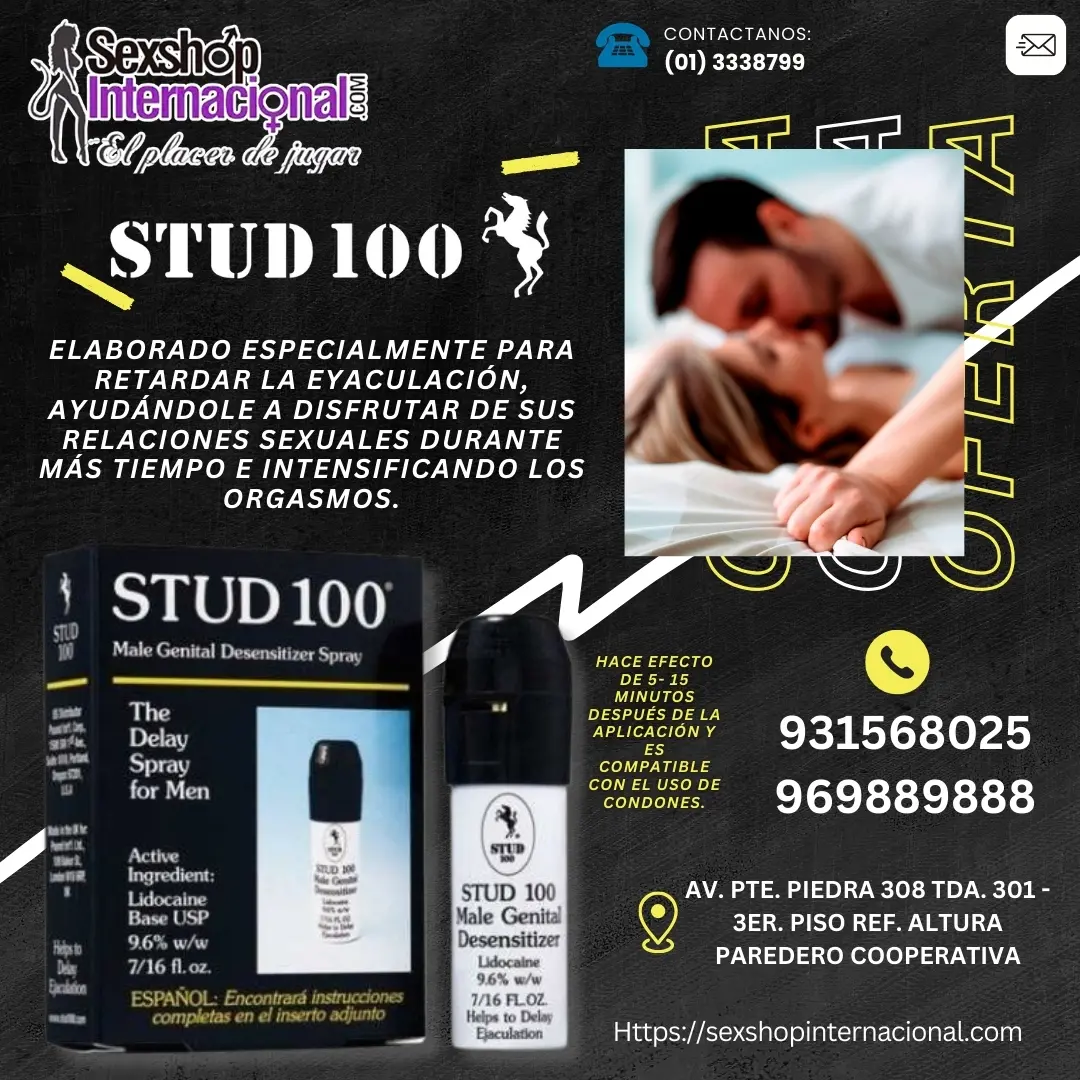 STUD 100 RETARDANTE EN SPRAY 12G DISCRETO Y CÓMODO