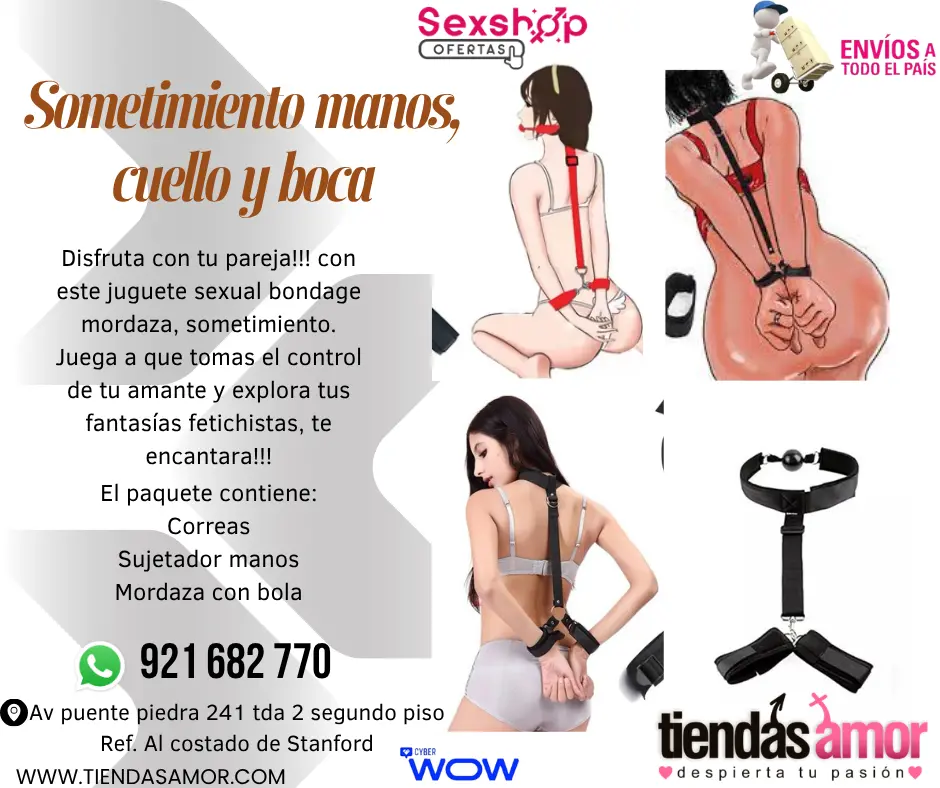 Juego erótico para parejas con amarre en manos cuello y mordaza para la boca ideal para la práctica