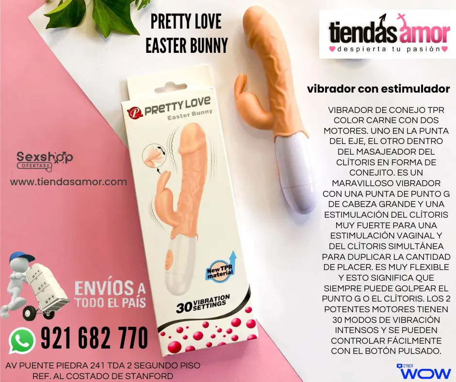 PRETTY LOVE Vibrador Sexual Rabbit Bunny Femenino TPR 30 Funciones