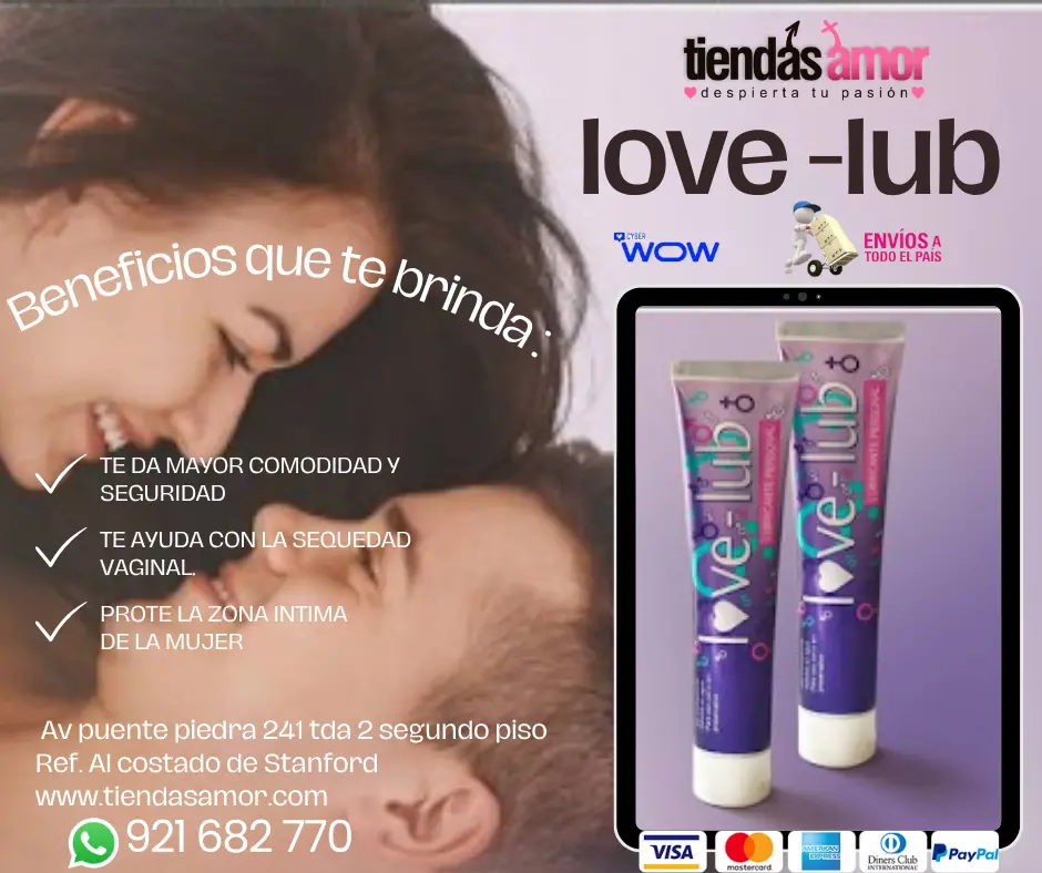 Lubricante Love Lub 120g - Seguro y no mancha la ropa Para uso con o sin Preservativo