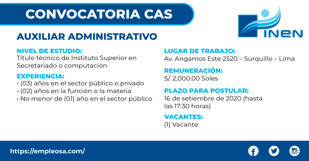 CAS N° 206: BIÓLOGO Vacantes: 1