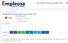 Repartidores Papa Johns Ica // Part Time