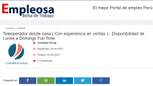 Teleoperador desde casa ( Con experiencia en ventas ) - Disponibilidad de Lunes a Domingo Full Time