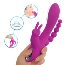 Vibrador Conejo Rabbit 3 en 1 Usb Recargable Vibrador de conejo Punto G y Anal