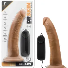 Dr. Skin Dr Dave - Consolador realista vibratorio controlado a distancia de 7 pulgadas - Ventosa compatible con correa para jugar manos libres - Juguete vibrador delgado realista