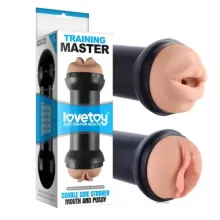 Training Master Double Side Stroker Mouth and PUSSY Masturbador de doble sensación real Boca Vagina